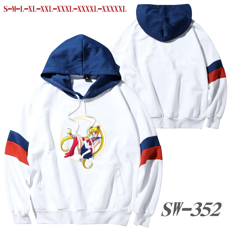 sailormoon Anime cotton color matching pullover sweater hoodie from S to 5XL SW-352
