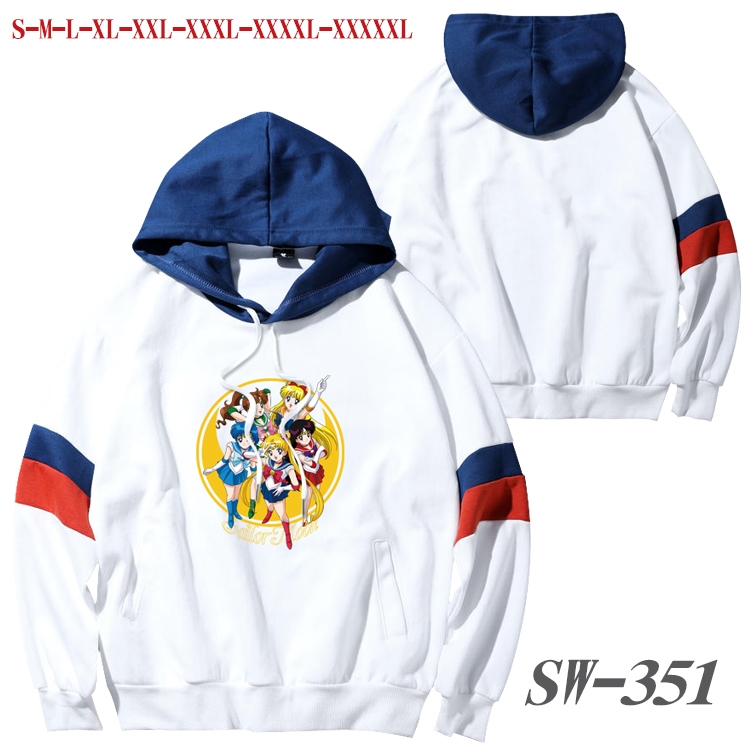 sailormoon Anime cotton color matching pullover sweater hoodie from S to 5XL SW-351