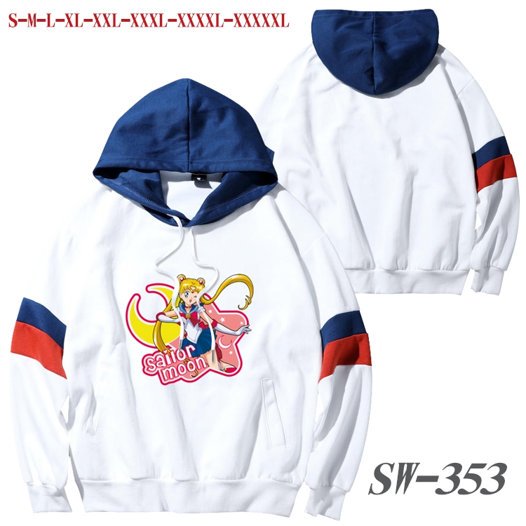 sailormoon Anime cotton color matching pullover sweater hoodie from S to 5XL SW-353
