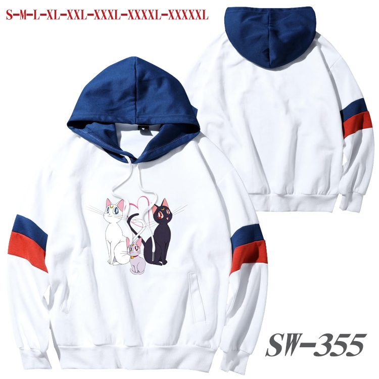 sailormoon Anime cotton color matching pullover sweater hoodie from S to 5XL SW-355