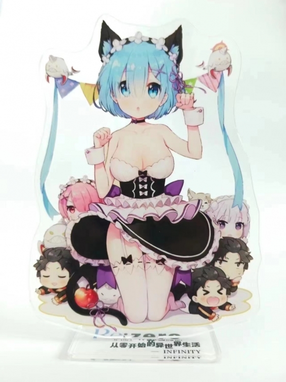 Re:Zero kara Hajimeru Isekai Seikatsu Anime Laser Acrylic Humanoid  keychain Standing Plates