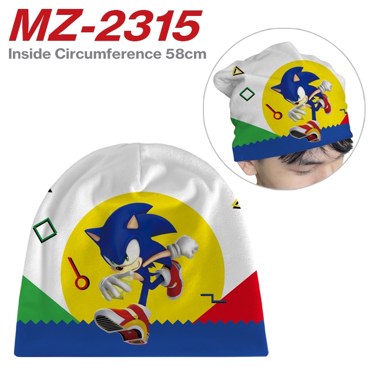 Sonic The Hedgehog Anime flannel full color hat cosplay men's and women's knitted hats 58cm   MZ-2315