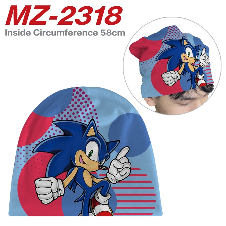 Sonic The Hedgehog Anime flannel full color hat cosplay men's and women's knitted hats 58cm MZ-2318