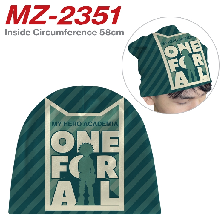 My Hero Academia Anime flannel full color hat cosplay men's and women's knitted hats 58cm  MZ-2351