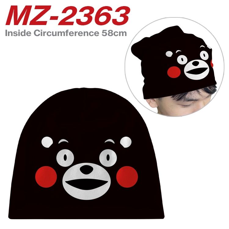 Kumamon Anime flannel full color hat cosplay men's and women's knitted hats 58cm MZ-2363