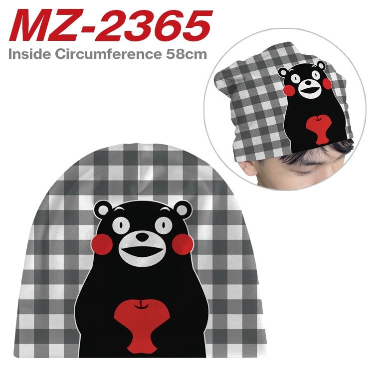 Kumamon Anime flannel full color hat cosplay men's and women's knitted hats 58cm MZ-2365