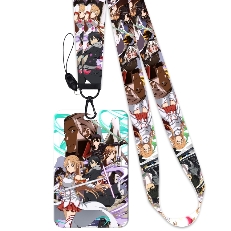 Sword Art Online  Black Button Anime Long Strap + Card Sleeve 2-Piece Set 45cm price for 2 pcs