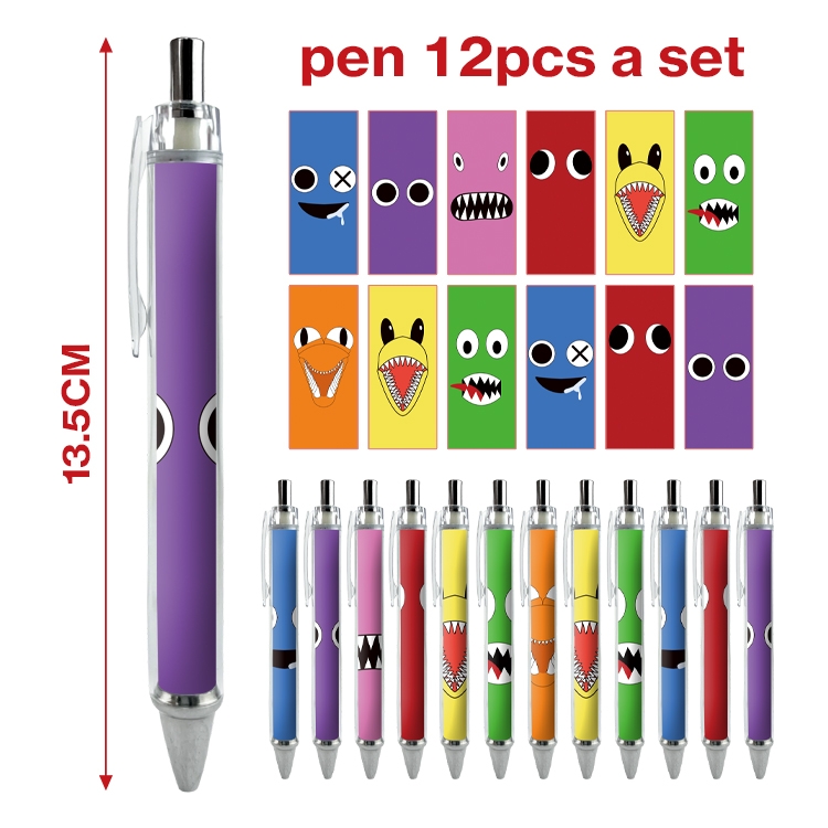 Rainbow friends anime peripheral student ballpoint pen a set of 12
