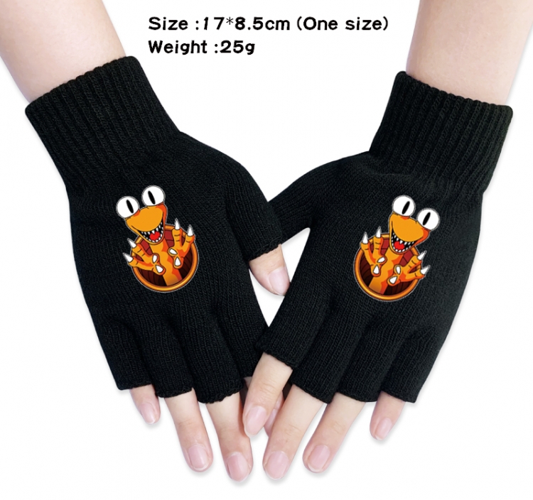Rainbow friends Anime knitted half finger gloves 17x8.5cm