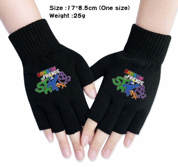 Rainbow friends Anime knitted half finger gloves 17x8.5cm