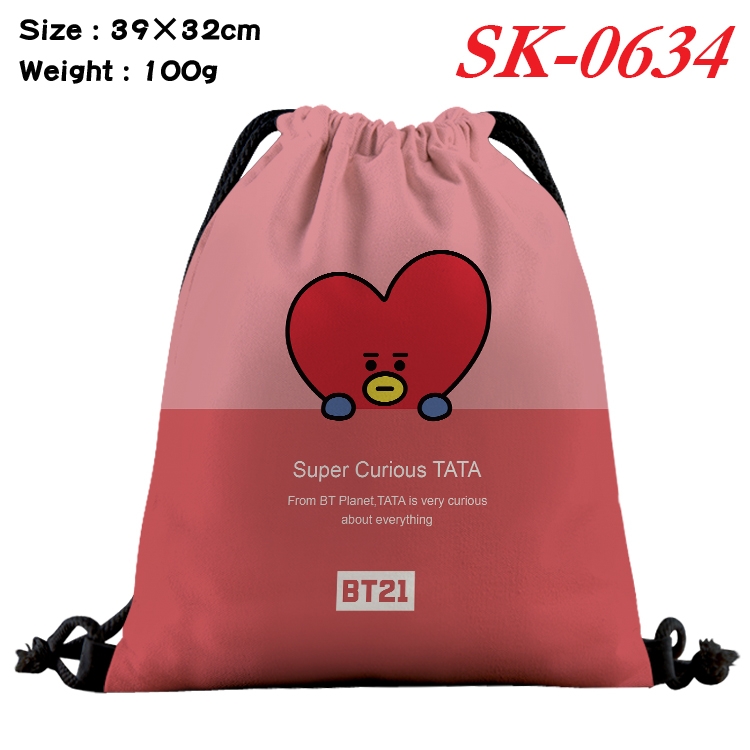 BTS Animation Waterproof Nylon Full Color Drawstring Pocket 39x32cm SK-0634A