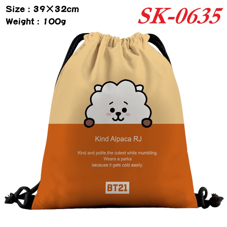 BTS Animation Waterproof Nylon Full Color Drawstring Pocket 39x32cm SK-0635A