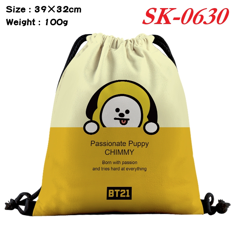 BTS Animation Waterproof Nylon Full Color Drawstring Pocket 39x32cm SK-0630A