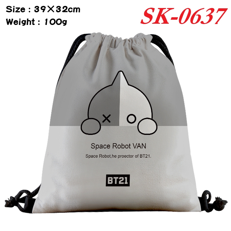 BTS Animation Waterproof Nylon Full Color Drawstring Pocket 39x32cm SK-0637A