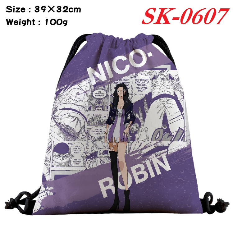 One Piece cartoon Waterproof Nylon Full Color Drawstring Pocket 39x32cm  SK-0607A