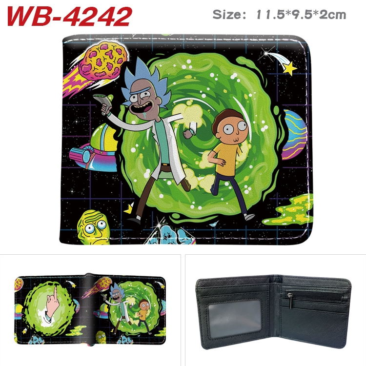 Rick and Morty Animation color PU leather folding wallet 11.5X9X2CM WB-4242A