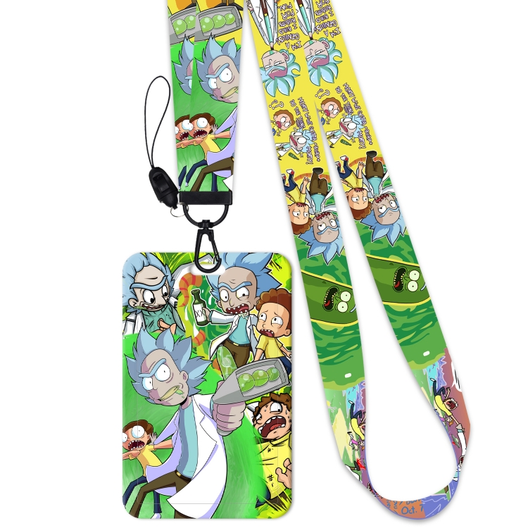 Rick and Morty  Black Button Anime Long Strap + Card Sleeve 2-Piece Set 45cm price for 2 pcs