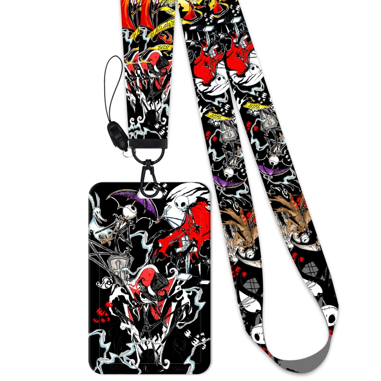 Jack Skellington Black Button Anime Long Strap   Card Sleeve 2-Piece Set 45cm price for 2 pcs