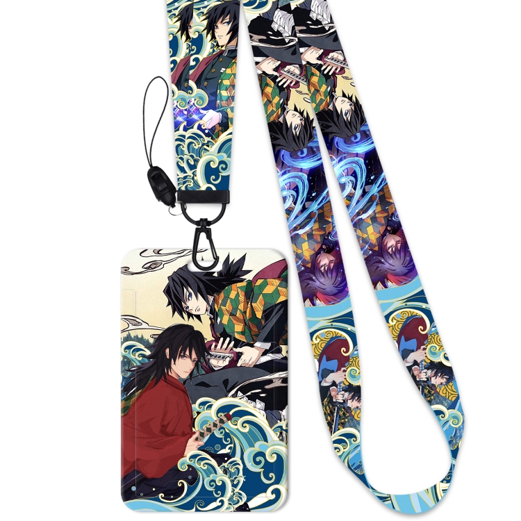 Demon Slayer Kimets  Black Button Anime Long Strap + Card Sleeve 2-Piece Set 45cm price for 2 pcs