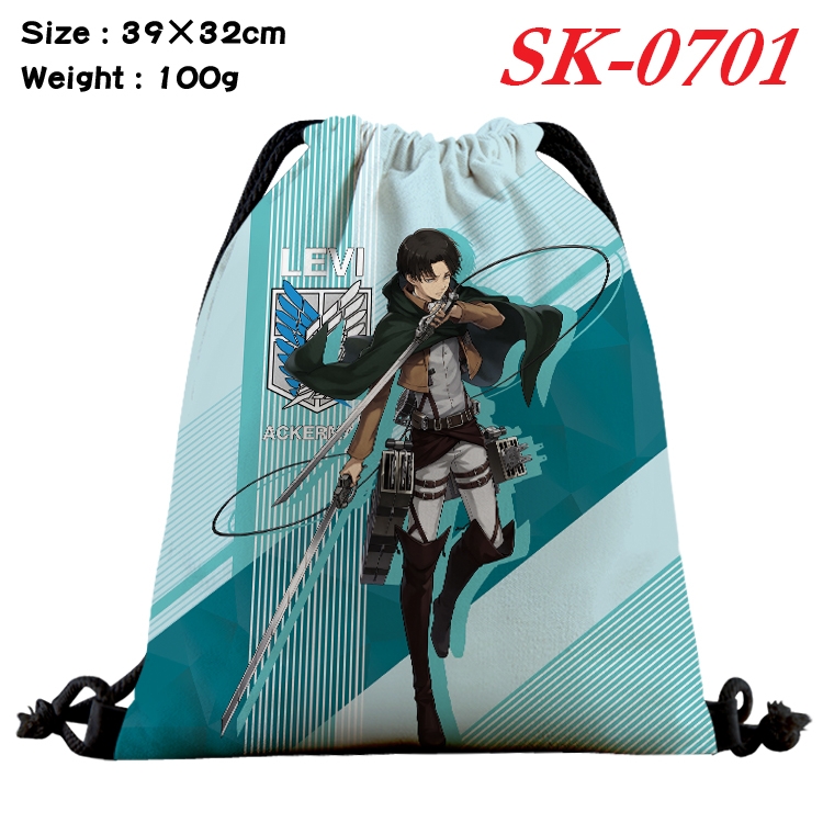 Shingeki no Kyojin cartoon Waterproof Nylon Full Color Drawstring Pocket 39x32cm SK-0701A