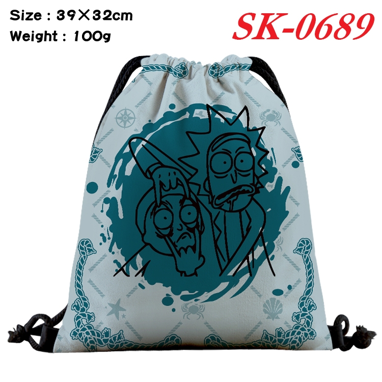 Rick and Morty Anime perimeter waterproof nylon full color bundle pocket 39x32cm  SK-0689A
