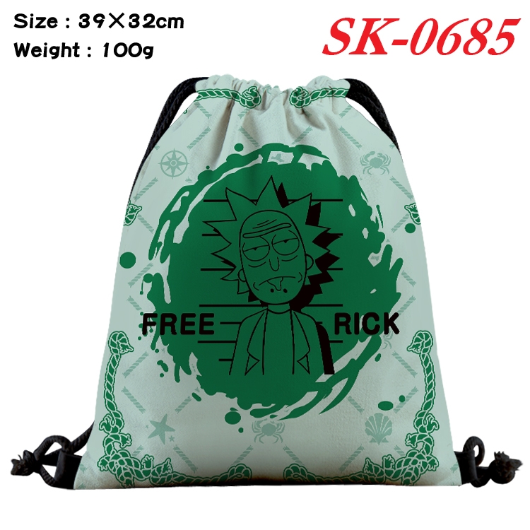 Rick and Morty Anime perimeter waterproof nylon full color bundle pocket 39x32cm SK-0685A
