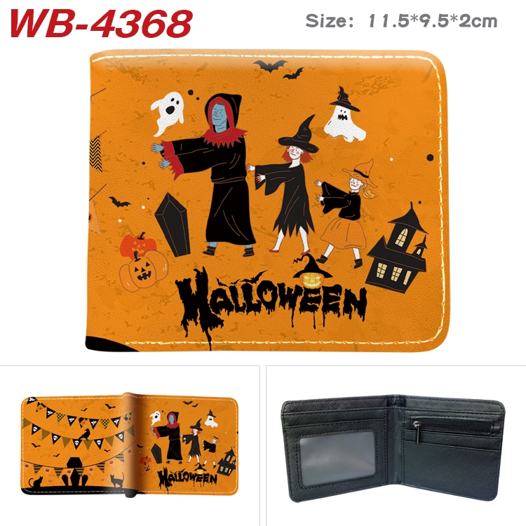 Halloween color PU leather folding wallet 11.5X9X2CM WB-4368A