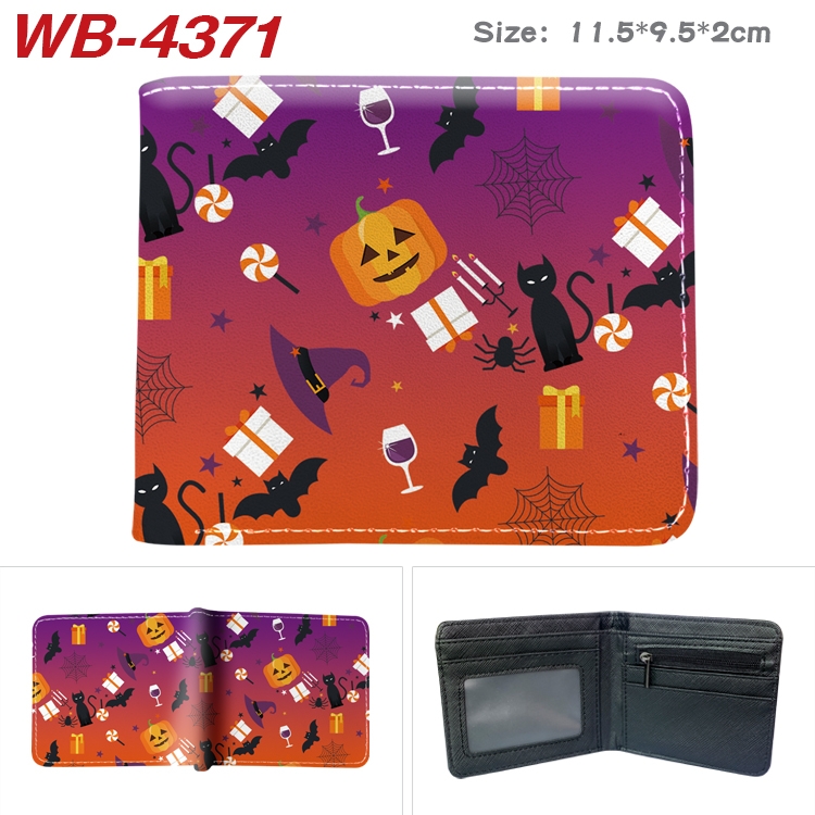 Halloween color PU leather folding wallet 11.5X9X2CM WB-4371A