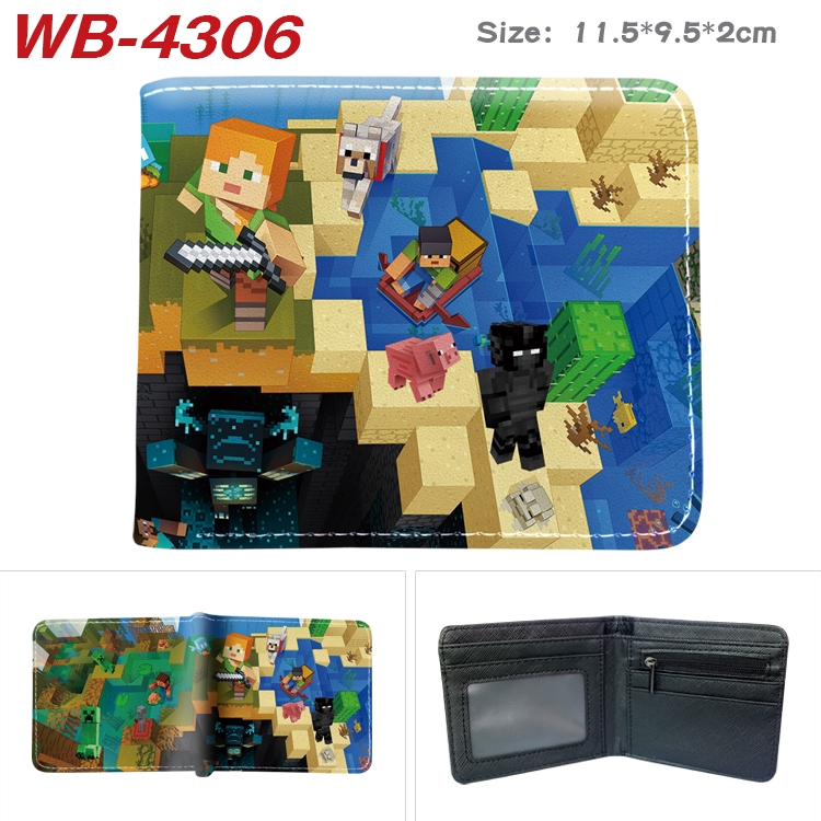 Minecraft Animation color PU leather folding wallet 11.5X9X2CM WB-4306A