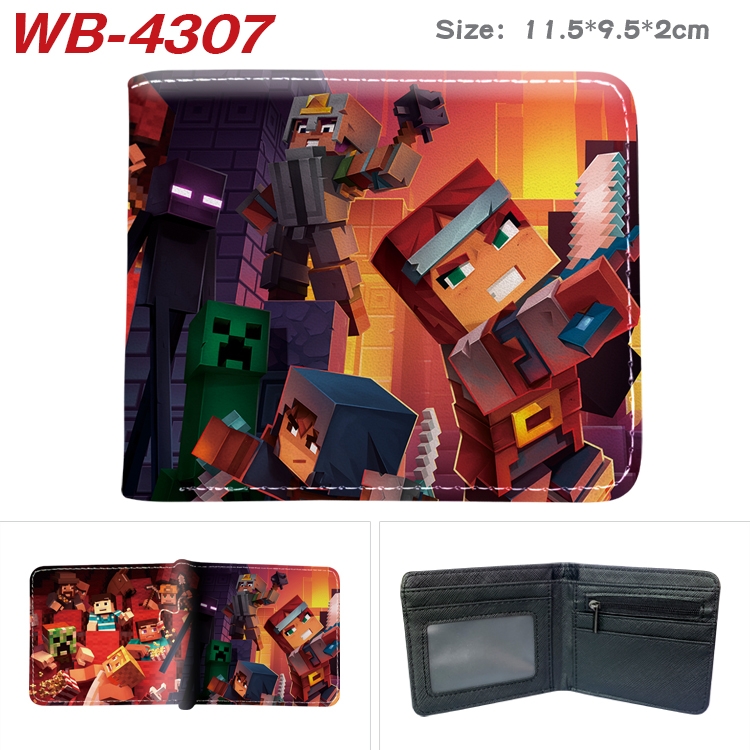 Minecraft Animation color PU leather folding wallet 11.5X9X2CM WB-4307A