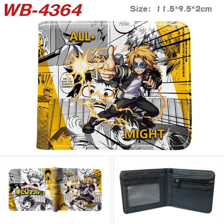 My Hero Academia Animation color PU leather folding wallet 11.5X9X2CM WB-4364A