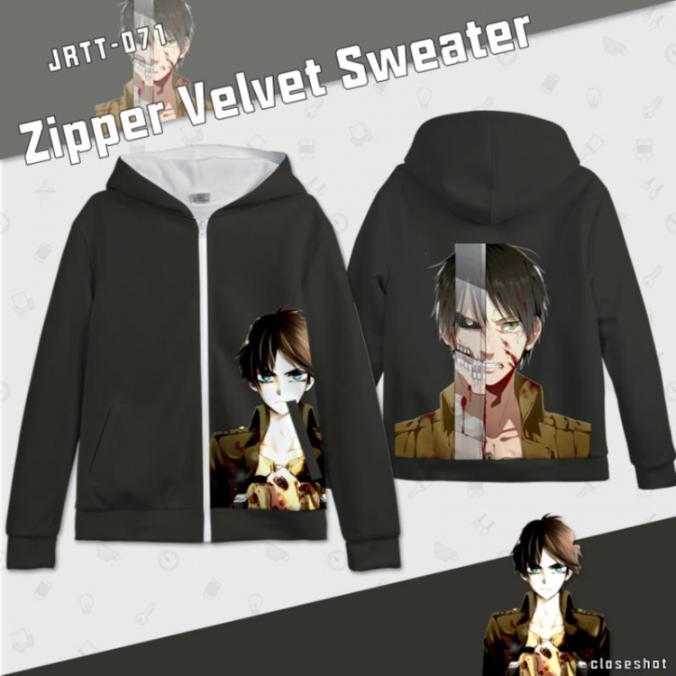 Shingeki no Kyojin Anime full-color plush zipper sweater  from S to 3XL JRTT071