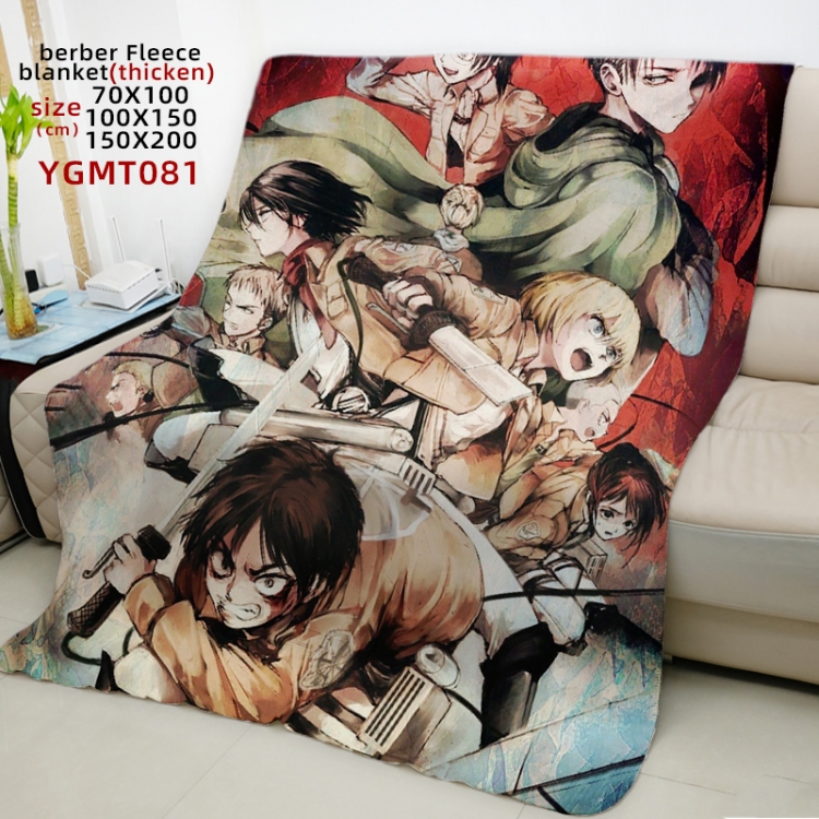 Shingeki no Kyojin Anime cashmere blanket 150X200CM can be customized by drawing YGMT088