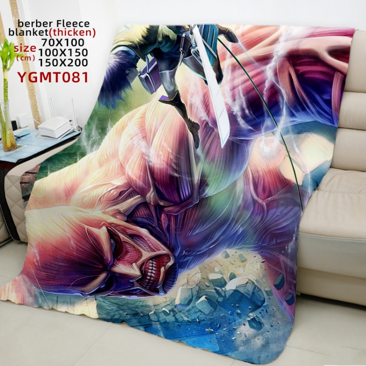 Shingeki no Kyojin Anime cashmere blanket 150X200CM can be customized by drawing YGMT087