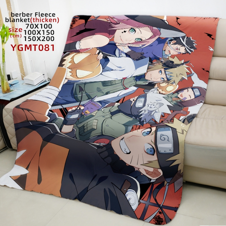 Naruto Anime cashmere blanket 150X200CM can be customized by drawing YGMT084