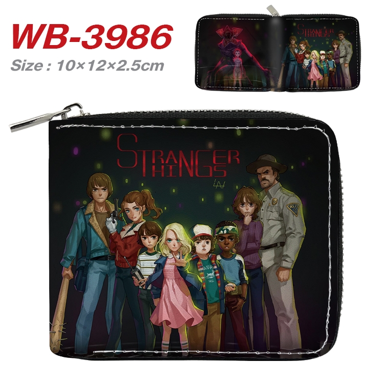 Stranger Things Anime Full Color Short All Inclusive Zipper Wallet 10x12x2.5cm WB-3986A