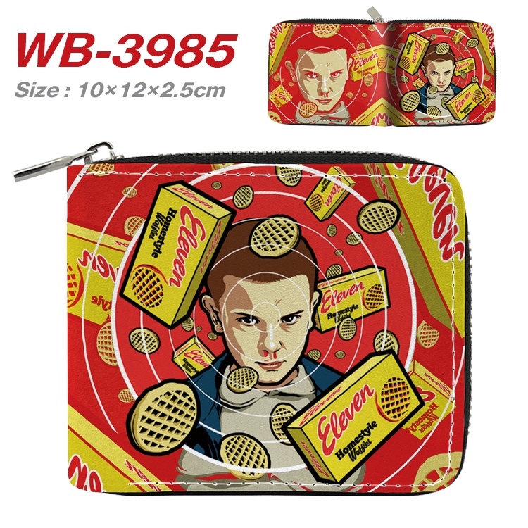 Stranger Things Anime Full Color Short All Inclusive Zipper Wallet 10x12x2.5cm WB-3985A