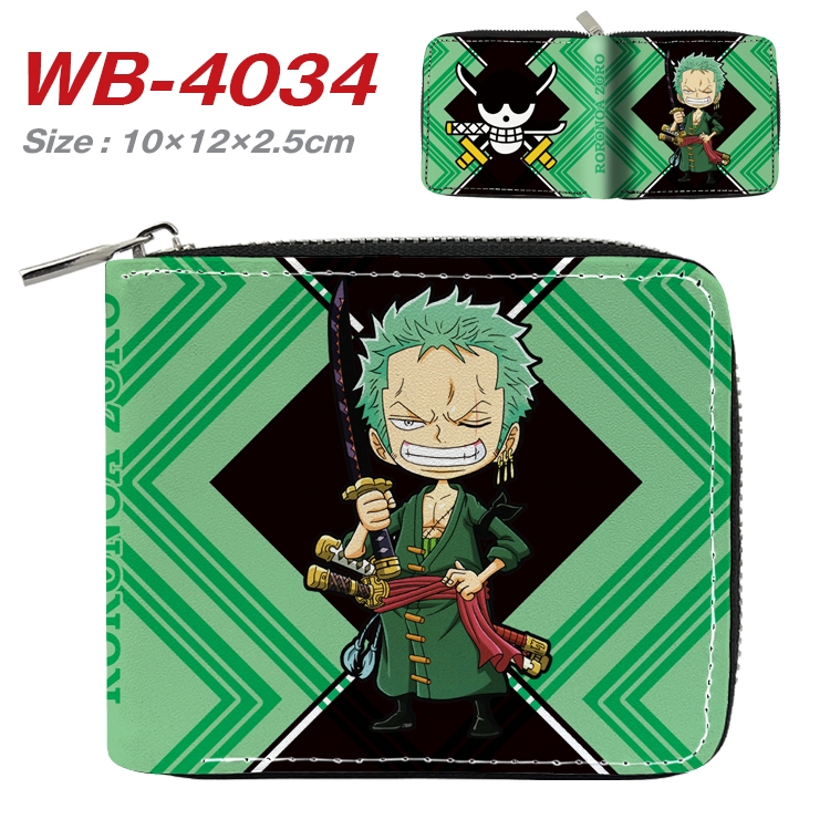 One Piece Anime Full Color Short All Inclusive Zipper Wallet 10x12x2.5cm WB-4034A
