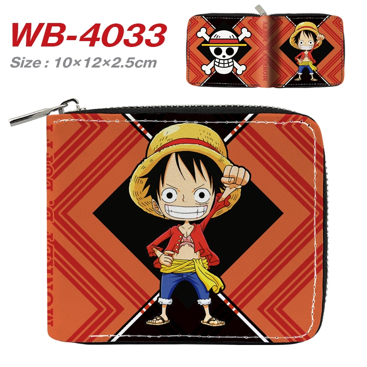 One Piece Anime Full Color Short All Inclusive Zipper Wallet 10x12x2.5cm WB-4033A