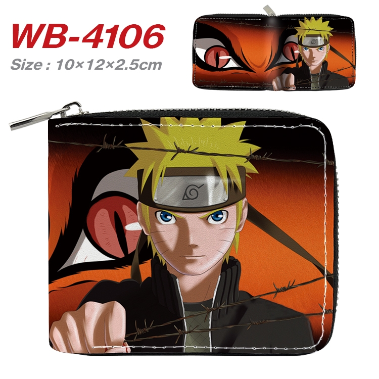 Naruto Anime Full Color Short All Inclusive Zipper Wallet 10x12x2.5cm WB-4106A