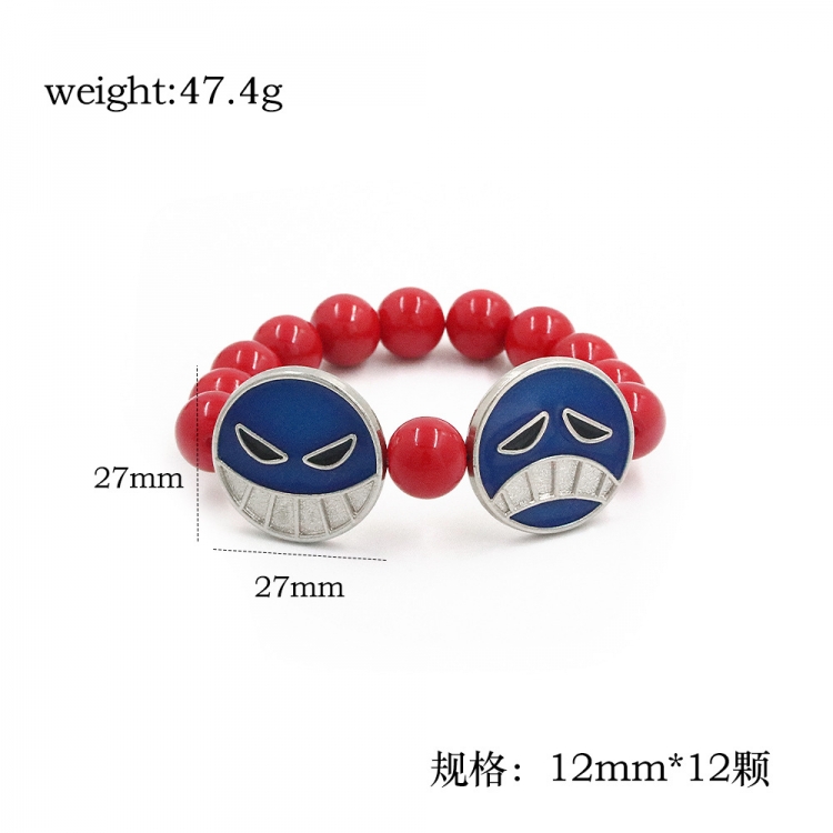 One Piece Ace Smiling Face Beaded Bracelet price for 5 pcs OPP packaging