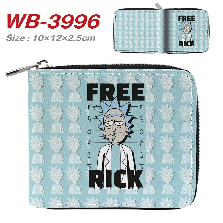 Rick and Morty Anime Full Color Short All Inclusive Zipper Wallet 10x12x2.5cm WB-3996A