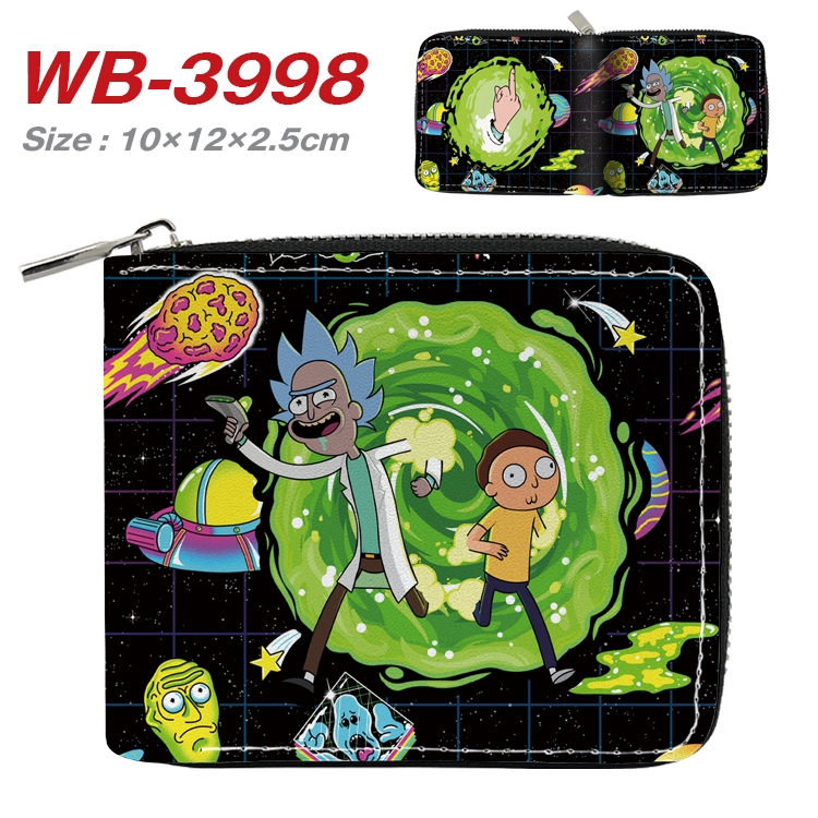 Rick and Morty Anime Full Color Short All Inclusive Zipper Wallet 10x12x2.5cm WB-3998A