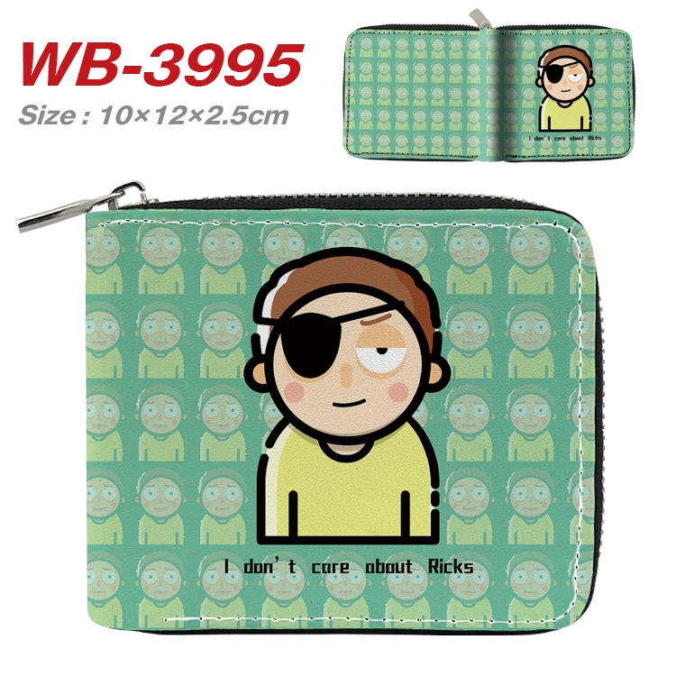 Rick and Morty Anime Full Color Short All Inclusive Zipper Wallet 10x12x2.5cm WB-3995A