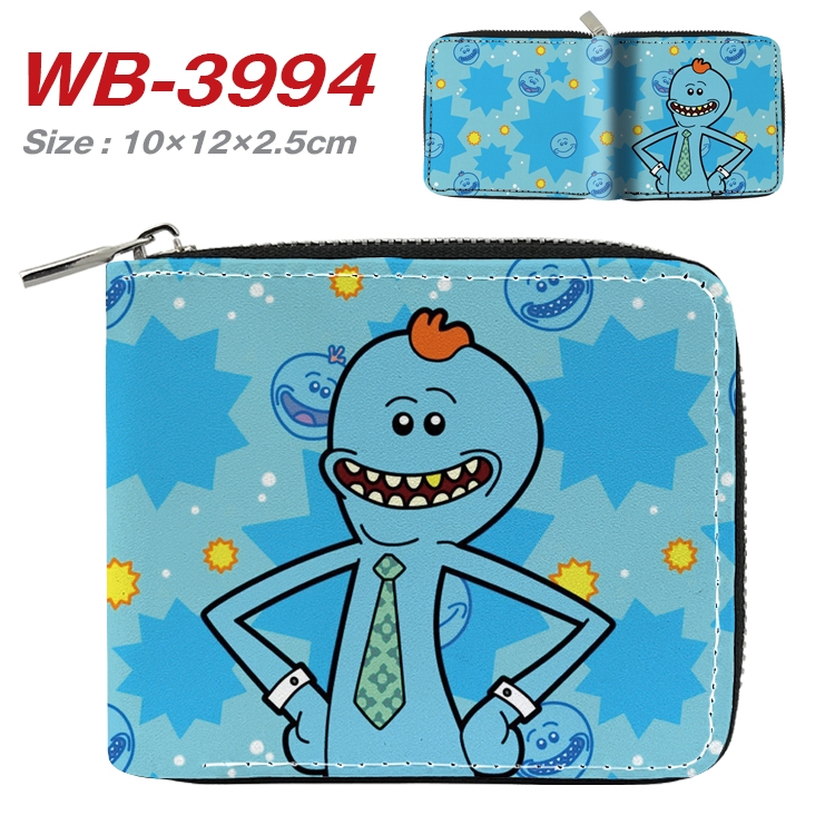 Rick and Morty Anime Full Color Short All Inclusive Zipper Wallet 10x12x2.5cm WB-3994A