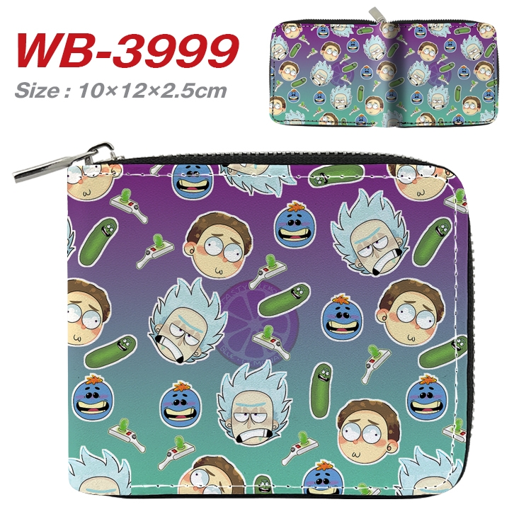 Rick and Morty Anime Full Color Short All Inclusive Zipper Wallet 10x12x2.5cm  WB-3999A
