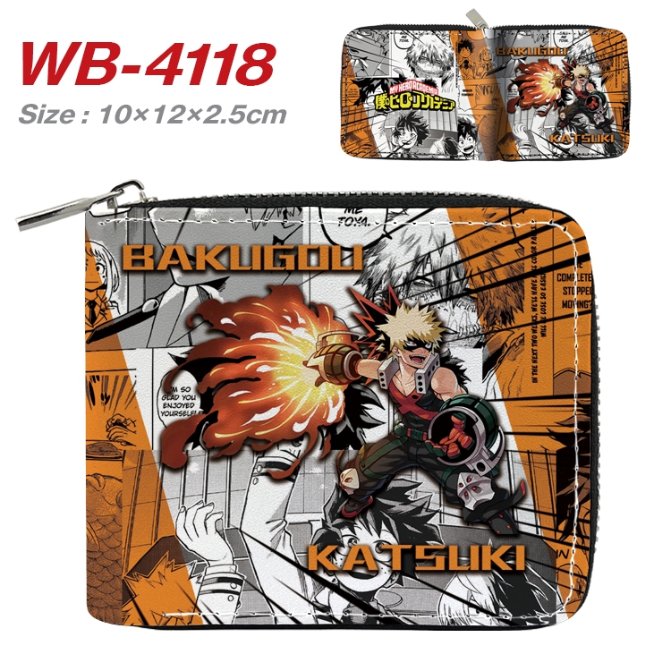 My Hero Academia  Anime Full Color Short All Inclusive Zipper Wallet 10x12x2.5cm WB-4118A