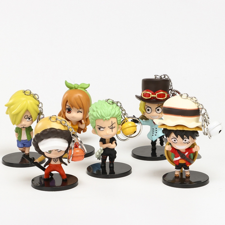 One Piece Bagged Figure Decoration Model  Bell keychain a set of 6