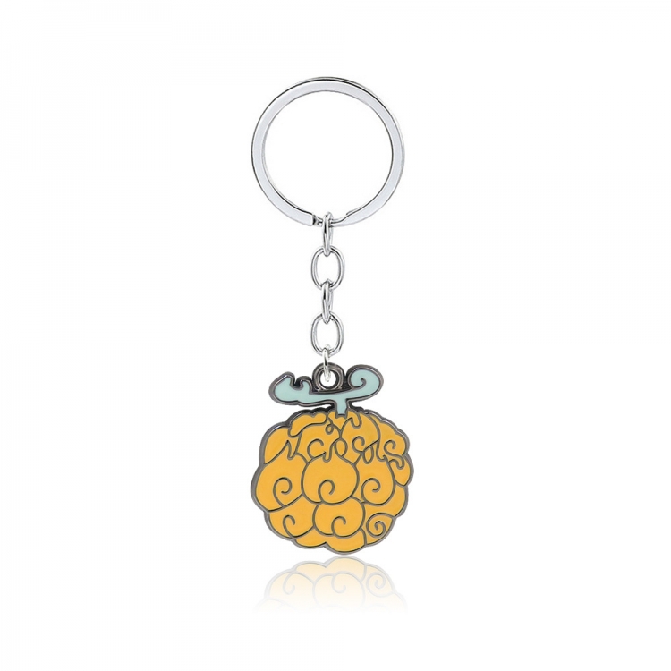 One Piece Rubber fruit metal key chain OPP bag price for 5 pcs K00666-03