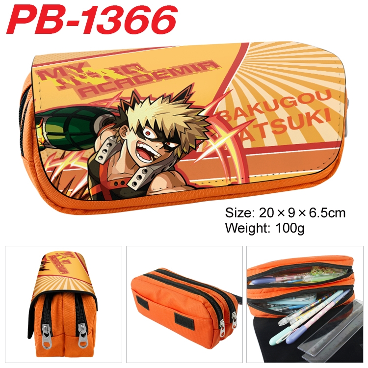 My Hero Academia Cartoon double-layer zipper canvas stationery case pencil Bag 20×9×6.5cm PB-1366